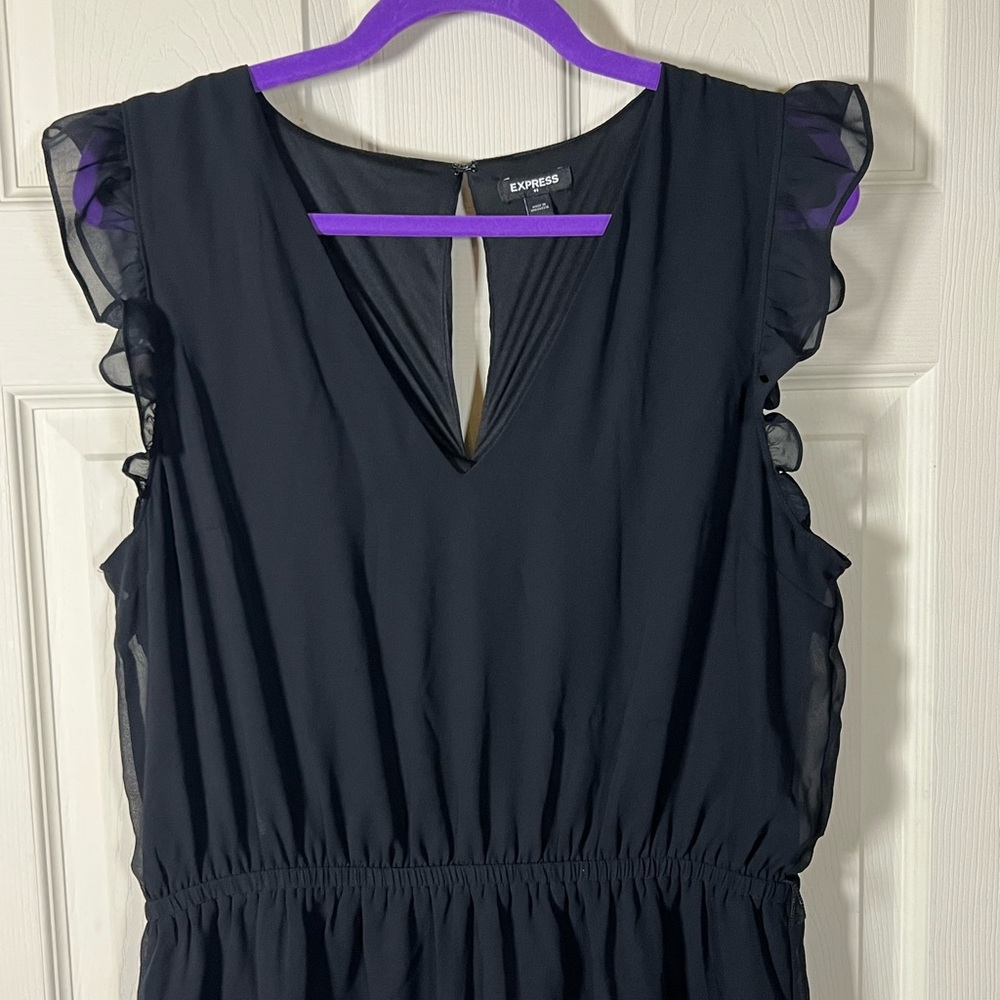 Express Black Ruffle Sleeve Mini Dress, little black cocktail dress - Picture 2 of 4